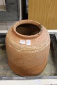 A terracotta rhubarb forcer.