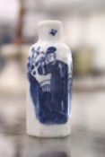 A Chinese blue and white porcelain hexagonal form snuff bottle.