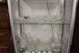 A quantity of household glassware including decanters and bowls.