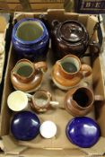 Stoneware jugs, large pottery teapot etc.