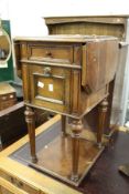 A French walnut drop flap bedside pot cupboard (AF).