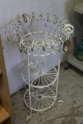 A three tier wirework plant stand.