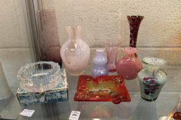 Colourful glassware.