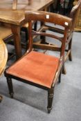 Two pairs of 19th century mahogany dining chairs.