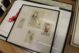 Amusing caricatures and other pictures and prints.