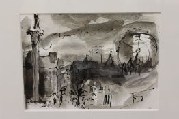 Anthony Meyer, an ink drawing depicting the London Eye.