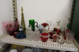 A quantity of colourful and other glassware.