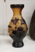 A Chinese Peking amber glass overlaid vase.