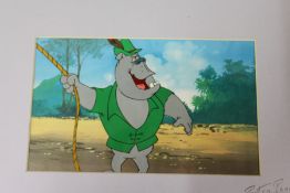 Two film cel, mounted but unframed.