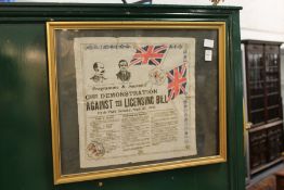 A crepe paper propaganda programme and souvenir, The Great Demonstration Against the Licensing Bill,