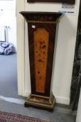 A continental decorative marquetry and ormolu mounted pedestal stand.