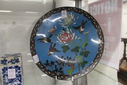 A cloisonne enamel charger.