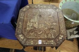 A Chinese bone inlaid occasional table (faults).