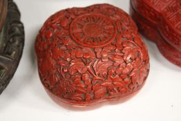 A Chinese cinnabar lacquer box and cover.