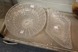 Two large cut glass bowls.