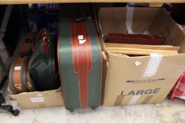 Luggage and decorative items.