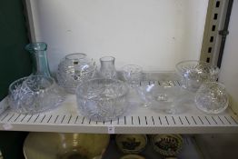 Cut glass bowls, vases etc.