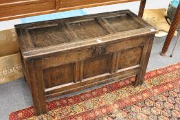 A good small 18th century oak triple panel coffer.