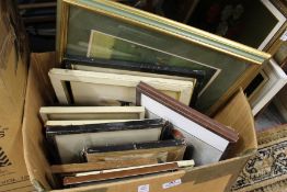 A box of assorted prints.