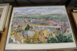 A Roof Top Scene watercolour, together with a large part watercolour sketch of two figures.