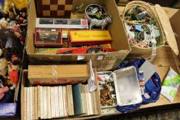 Various toys, games, puzzles and Beatrix Potter books.