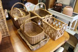 A quantity of wicker baskets.