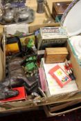 A box of miscellaneous collectables.