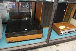 A Goldring Lenco GL78 turntable together with a Wharfedale Linton amplifier and a pair of matching