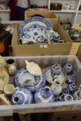 Blue and white and other decorative china.