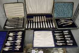 Various cased flatware.
