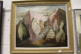 Mountainous Landscape oil on canvas.