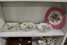 A pair of Limoges floral decorated dishes and two other items.