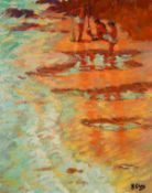 H. Chan (20th century) 'Les Fois de la Plage', A scene of children playing on the beach, oil on