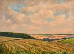 Henry Samuel Meritt (1884-1963) British, A view of rolling countryside with flowers in the