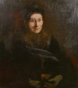 19th/20th century school, A half length portrait of a lady holding a book, oil on canvas, 30