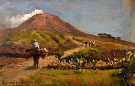 Holger Hvitfeld Jerichau (1861-1900) Danish, 'The Road To The Observatory On Mount Vesuvius', oil on