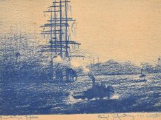A pair of prints of port scenes, 5.5