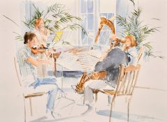 Lesley Fotherby (b. 1946), 'Quartet with Palms', watercolour, signed, Provenance: Chris Beetles