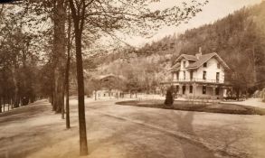 An Albumen print of a building in Spa, Belgium, Albumen print, inscribed verso, 7