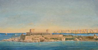 W.Hartman (20th century) Maltese, a view of Dragonora Casino Malta, signed and dated and inscribed