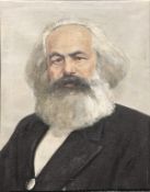 20th Century Russian School, A bust length portrait of Karl Marx, oil on canvas, 27