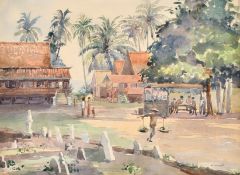 K. Gemmill (20th century) A set of three watercolours of probably Malaysian scenes, signed, two at