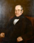 19 century school, A half-length portrait of a seated gentleman, oil on canvas, 36