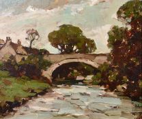Robert A Kennedy (Early 20th century) Scottish, 'Currie Bridge', signed with initials and