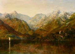 H. Tiffin (19th century) British, 'The Lake of Como', oil on panel, inscribed verso, 18