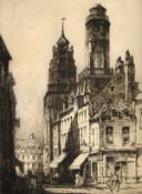 Andrew Affleck (1869-1935) British, 'Towers of Calais' etching, signed in pencil 16