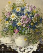 Lidya Datsenko (b.1958) Russian, 'Wildflowers', signed oil on canvas, 11.8