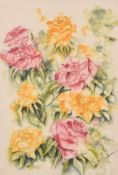 20th century school, A still life of roses, mixed media mainly watercolour, indistinctly signed, 19