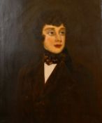 19 century school, A half-length portrait of a young man, oil on canvas, 30
