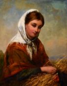 Edward John Cobbett (1815-1899) British, A young country woman bringing in the harvest, oil on